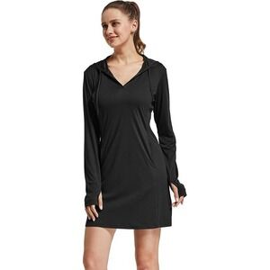 FitsT4 NEW Womens Coverup Dress M Black Beach‎ UPF 50+ SPF Hiking Swim Fishing